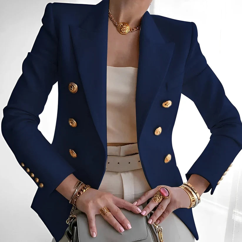 Women's tailored blazer with gold buttons