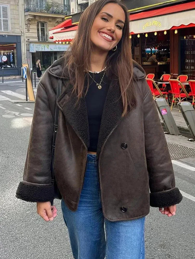 Women's thickened suede jacket