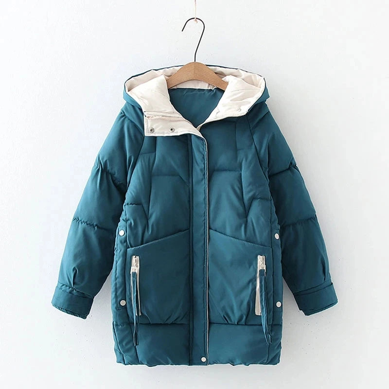 Women's oversized winter cotton down jacket