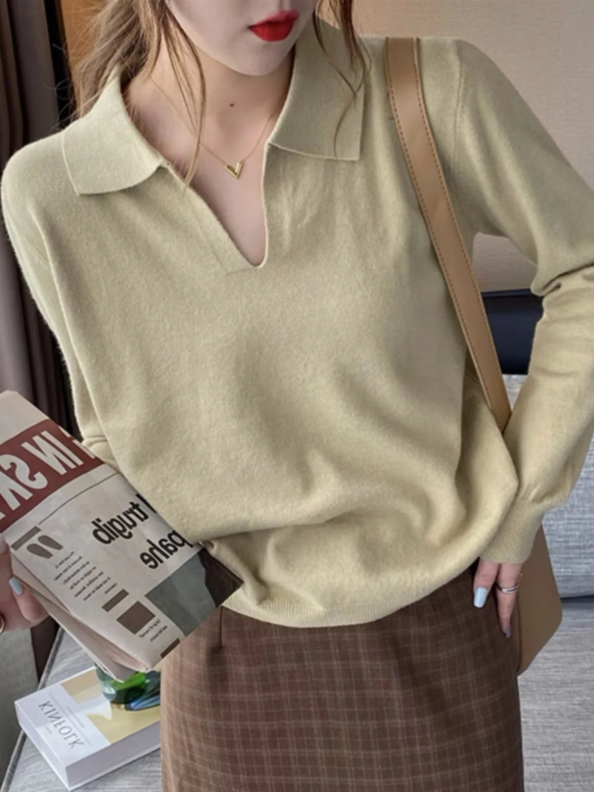 Women's polo collar lapel base shirt