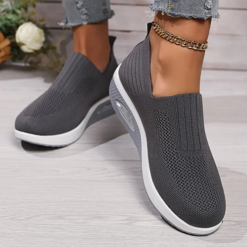 Breathable Knit Cushioned Slip-On Sneakers