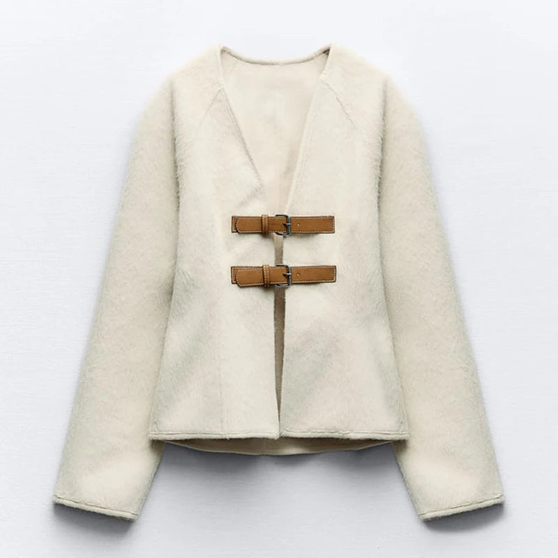 Women's off-white V-neck top with versatile straps