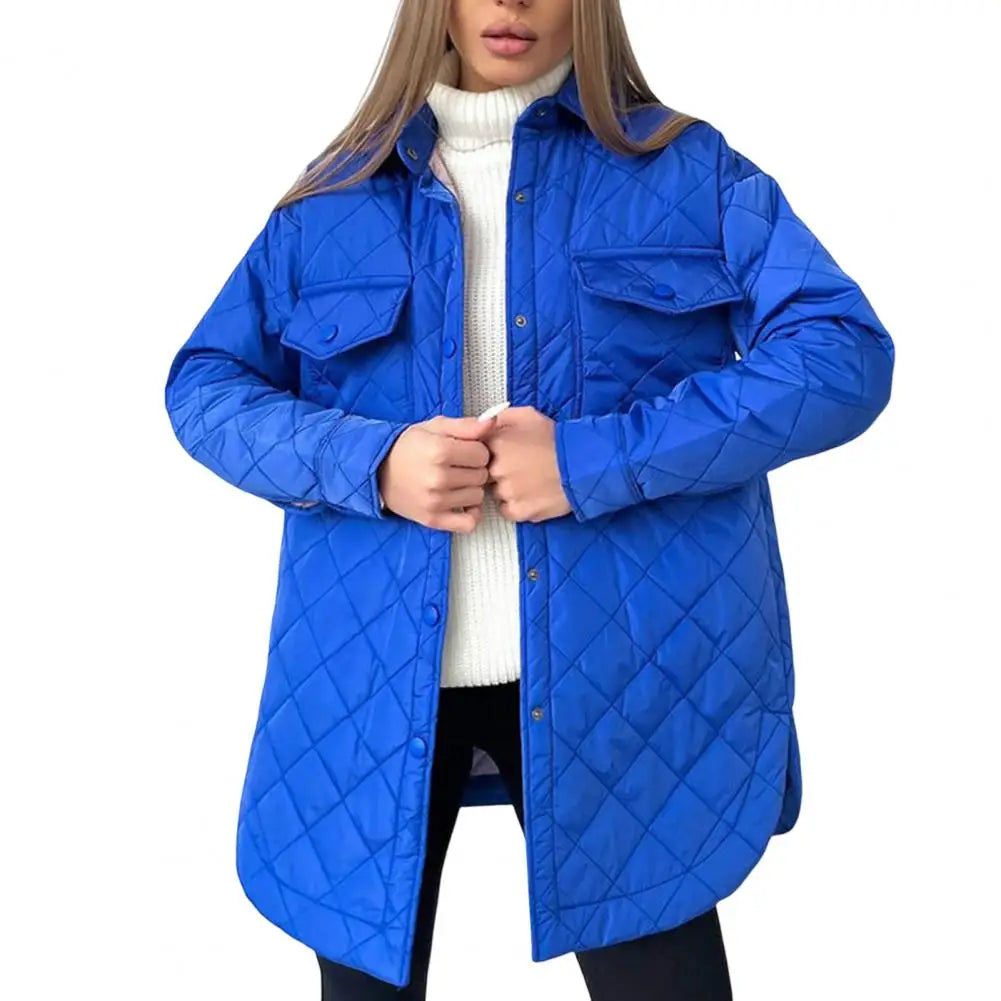 Women's vintage oversized hooded single-breasted mid-length coat with pockets