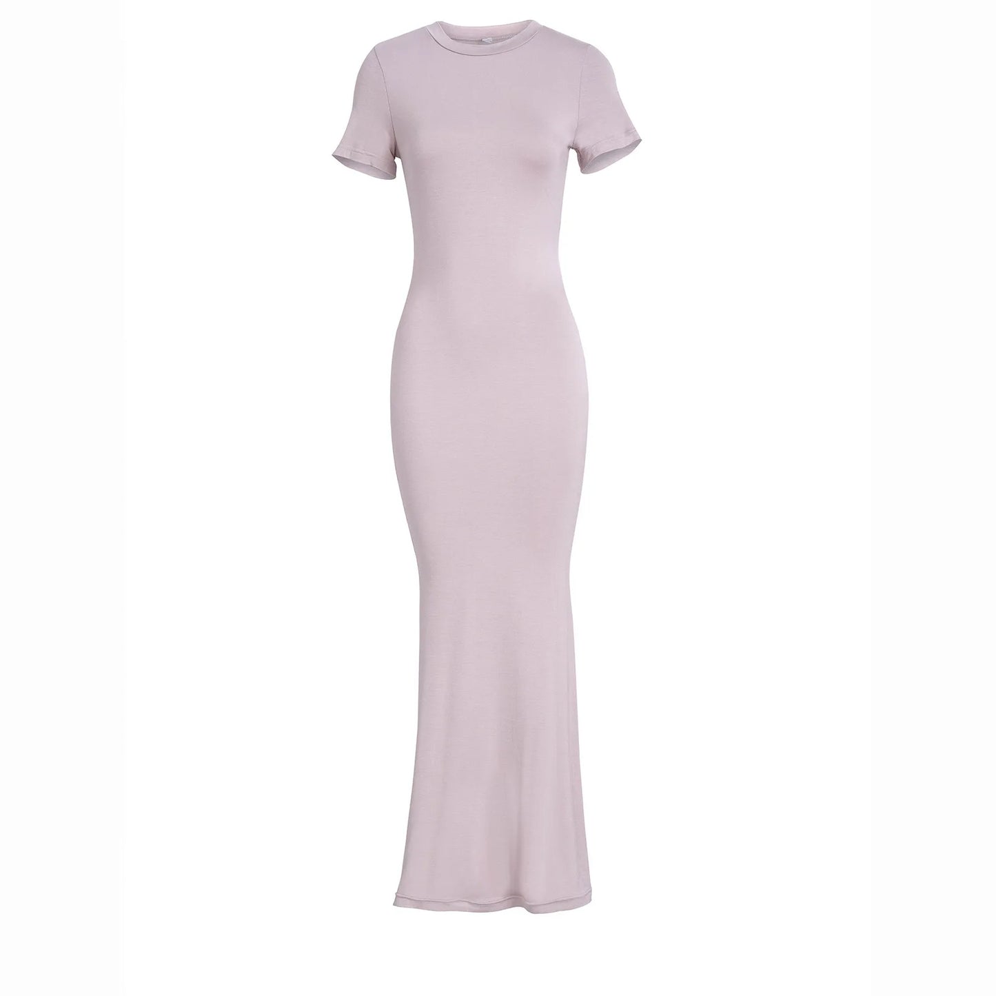 Women’s Maxi Dress – Slim Fit Stretch Cotton Blend – Crew Neck Short Sleeve