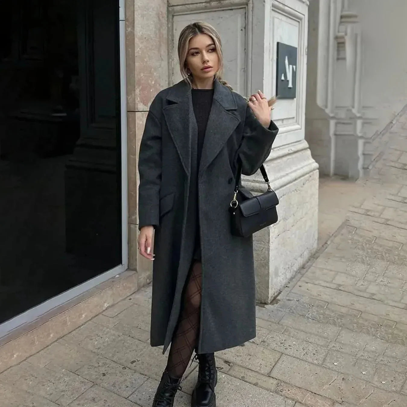 Women's lapel double-breasted trench coat