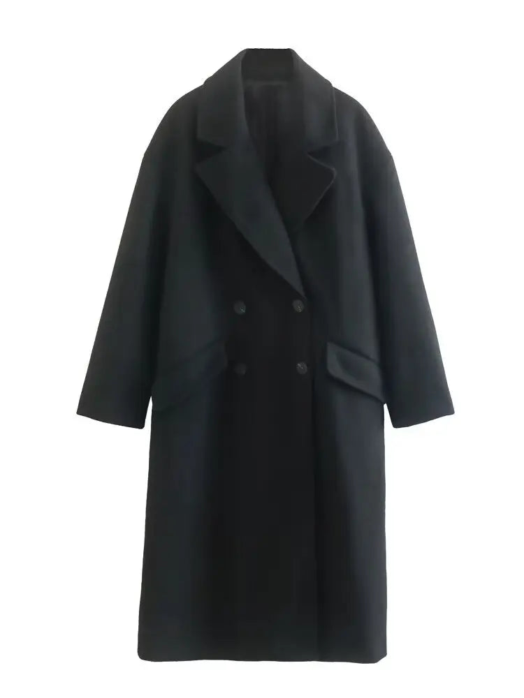 Women's lapel double-breasted trench coat