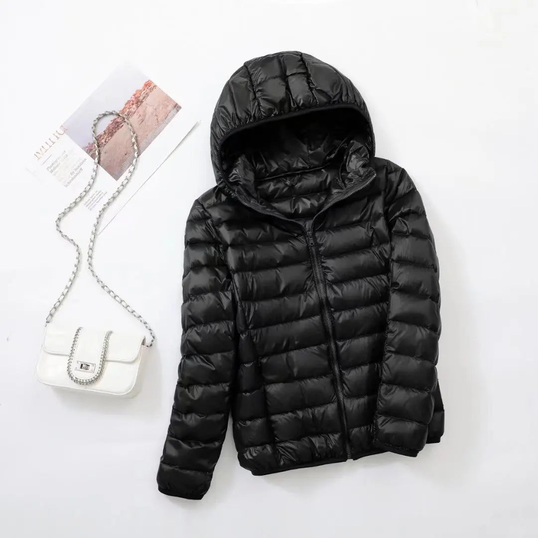Men’s Puffer Jacket - Quilted Hooded Design - Lightweight Insulated - Zip Closure