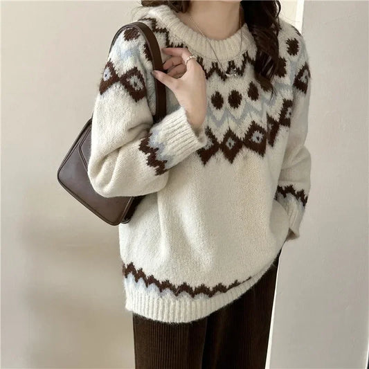 Soft Knitted Loose Fit Long Sleeve Sweater Top