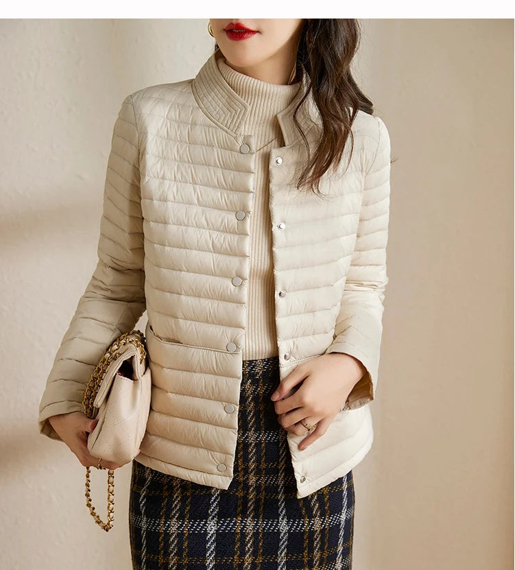 Women's lightweight autumn down puffer jacket short coat