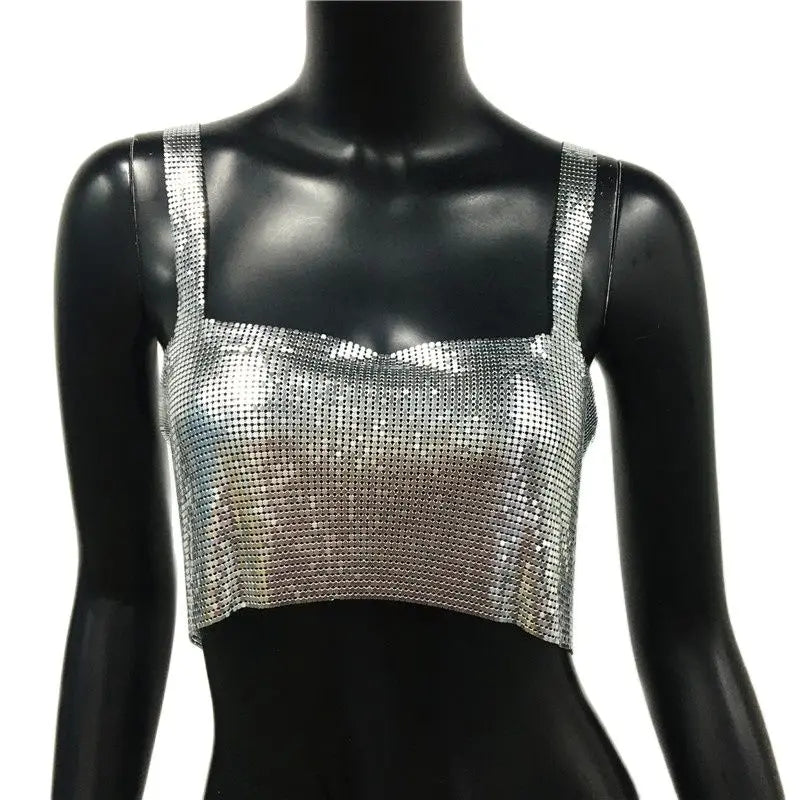Stylish see-through camisole cropped top for women