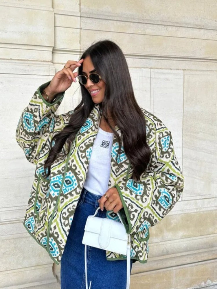 Women's casual oversized printed jacket