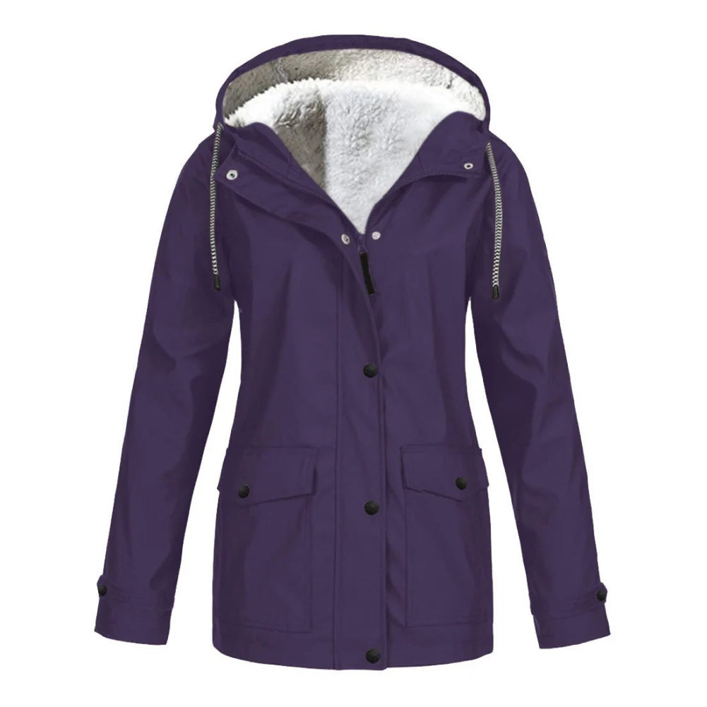 Women's waterproof fleece hooded jacket