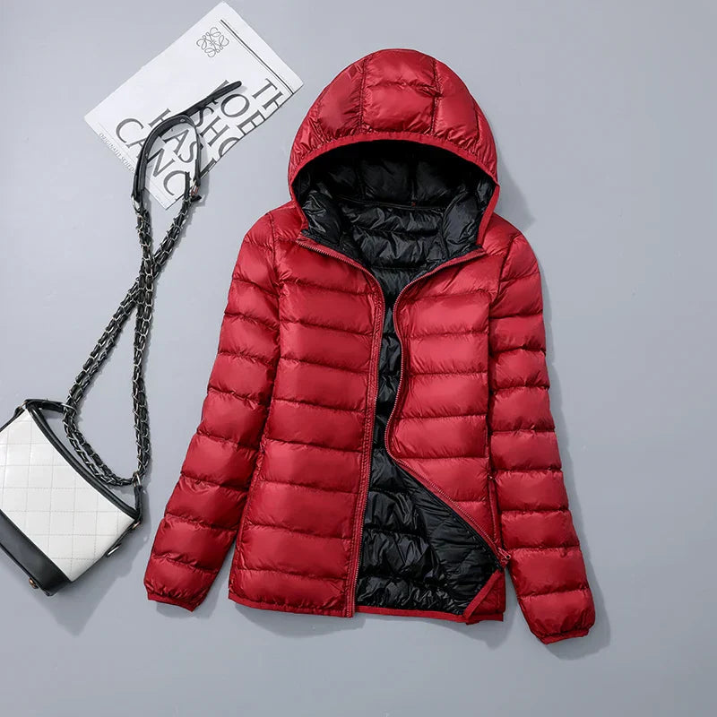 Men’s Puffer Jacket - Quilted Hooded Design - Lightweight Insulated - Zip Closure