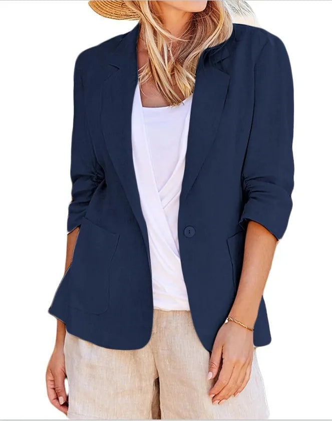 Women's solid color loose fit single-breasted suit