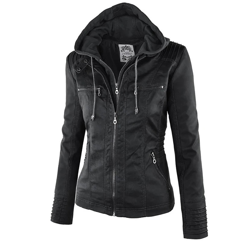 Women's winter waterproof faux leather jackets