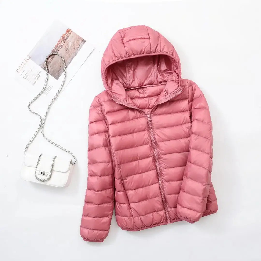 Men’s Puffer Jacket - Quilted Hooded Design - Lightweight Insulated - Zip Closure