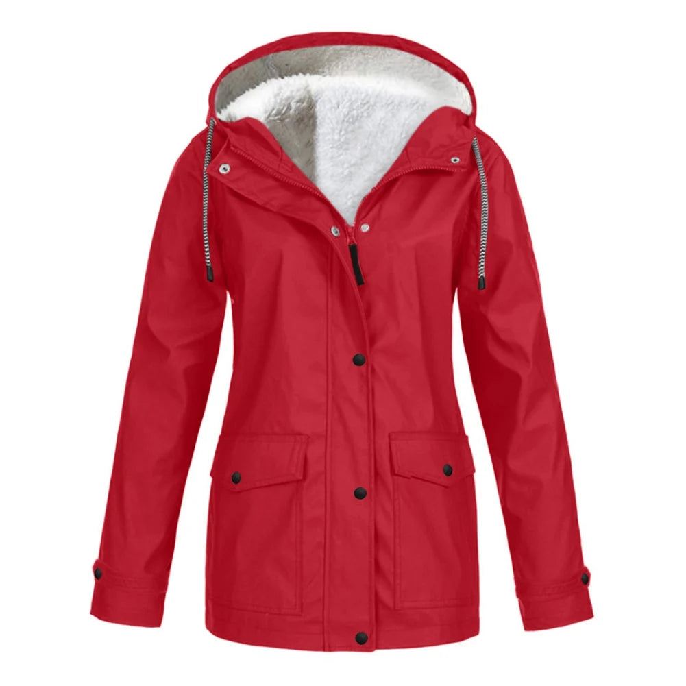 Women's waterproof fleece hooded jacket