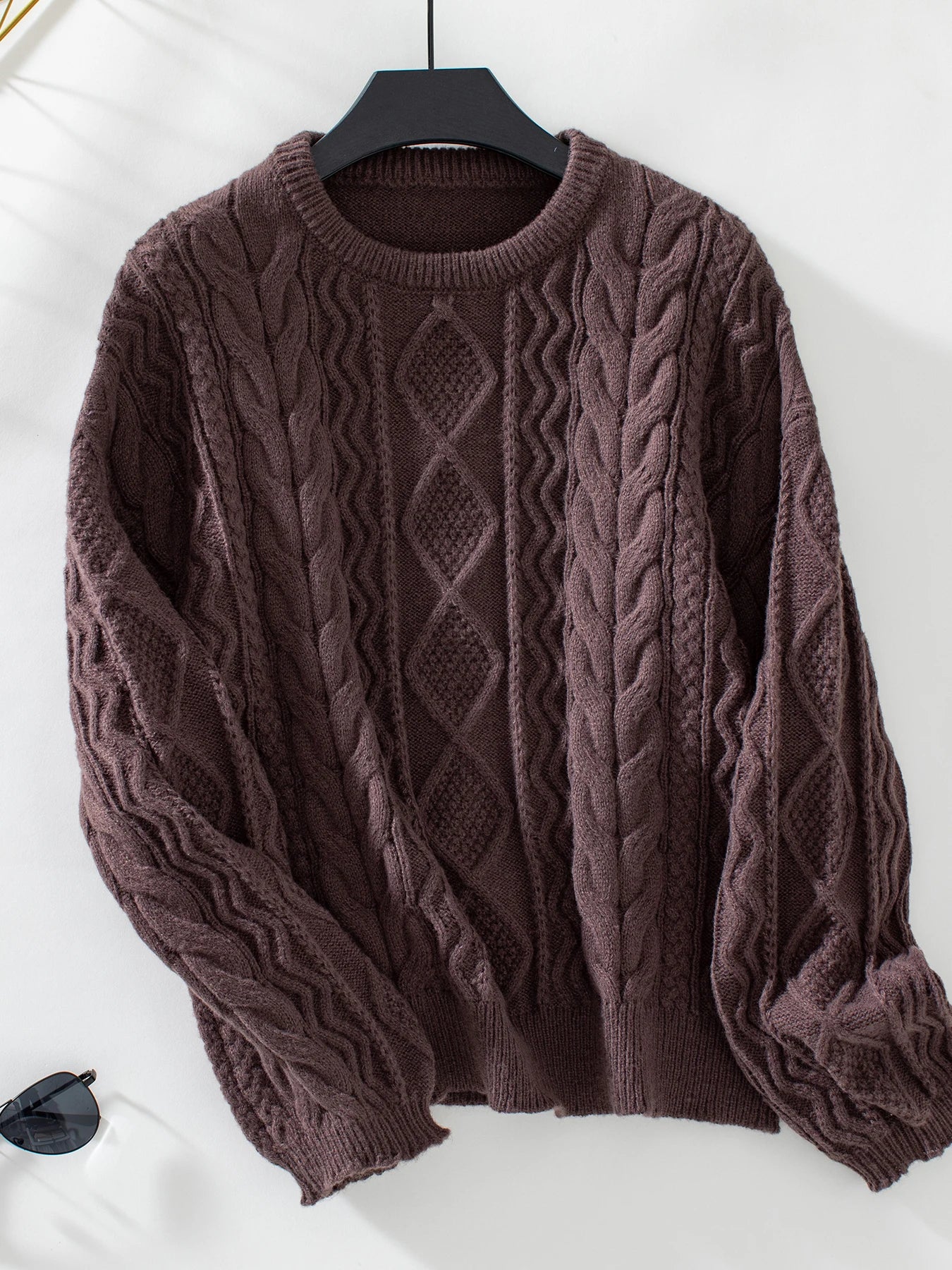 Women's retro chunky knit pullover sweater autumn winter