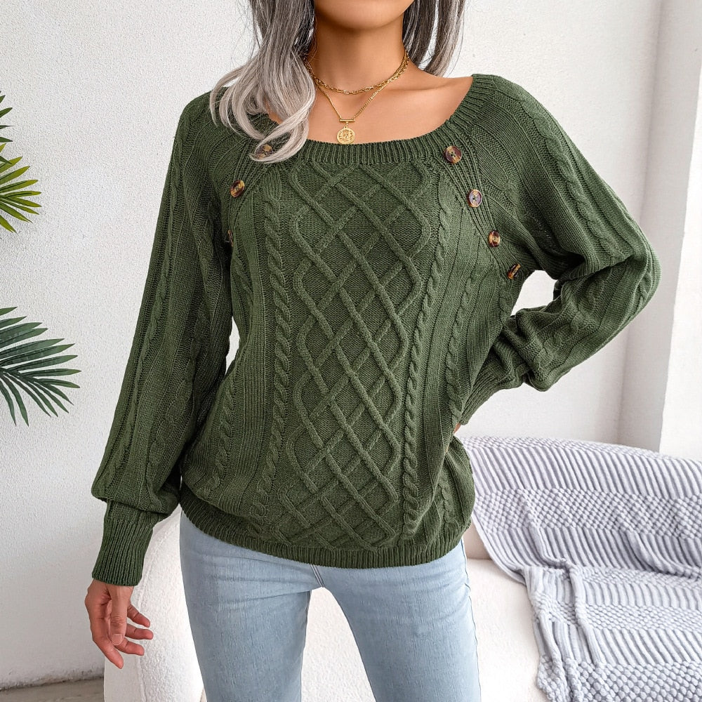 Loose Jacquard Knit Casual Sweater