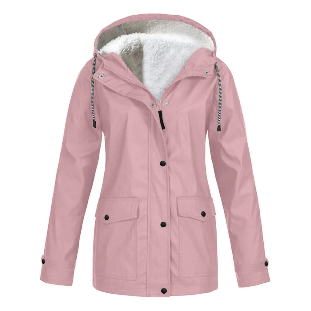 Women's waterproof fleece hooded jacket