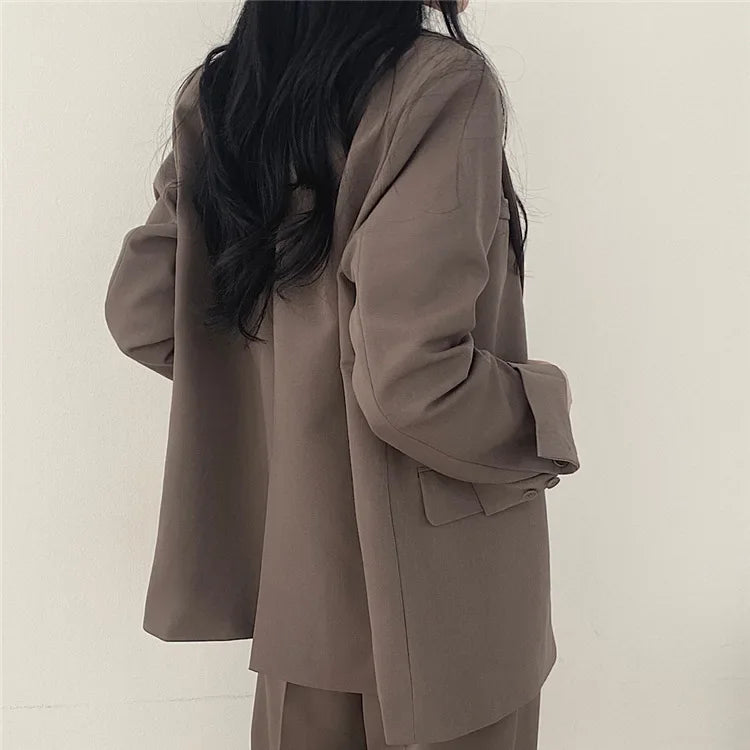 Casual Lapel Blazer and Trouser Two-Piece Set