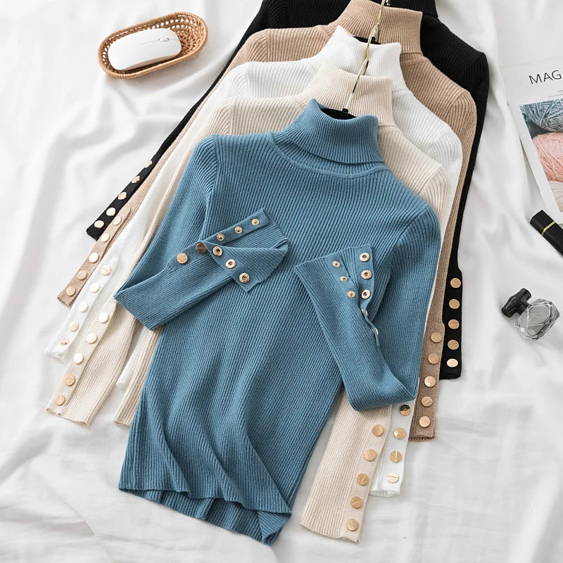 Women's knit turtleneck pullover autumn winter sweater