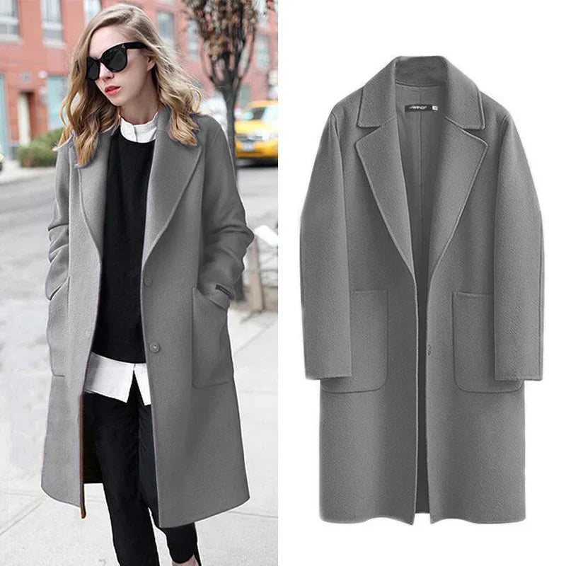 Women's cocoon-shaped wool coat