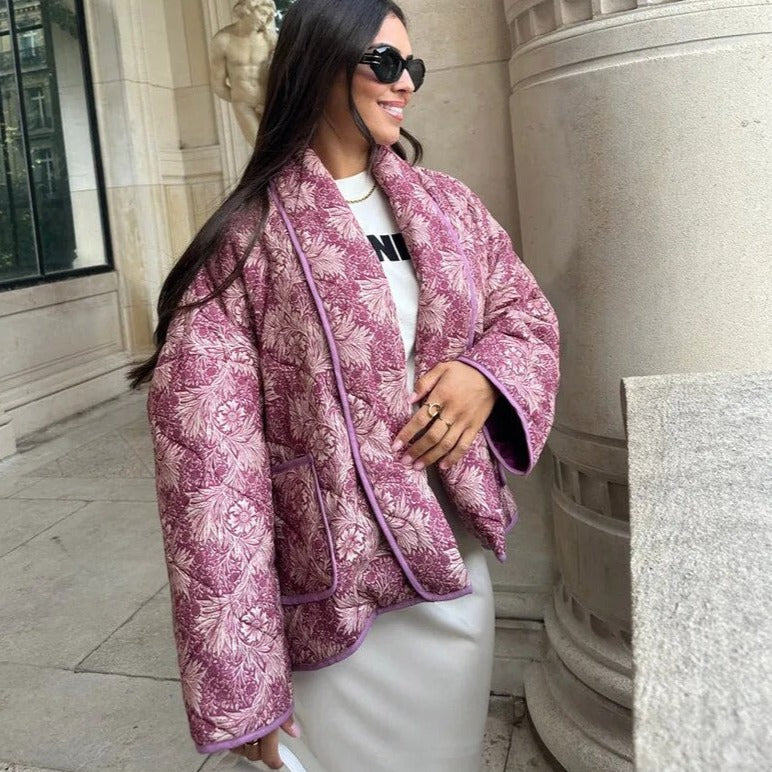 Women's porcelain pattern loose coat