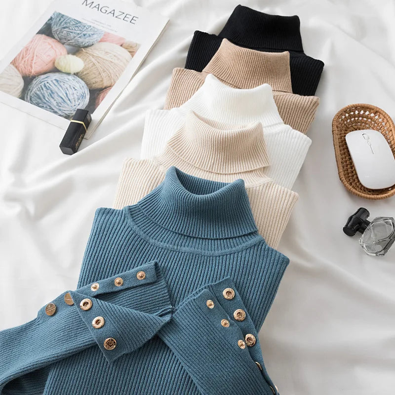 Women's knit turtleneck pullover autumn winter sweater