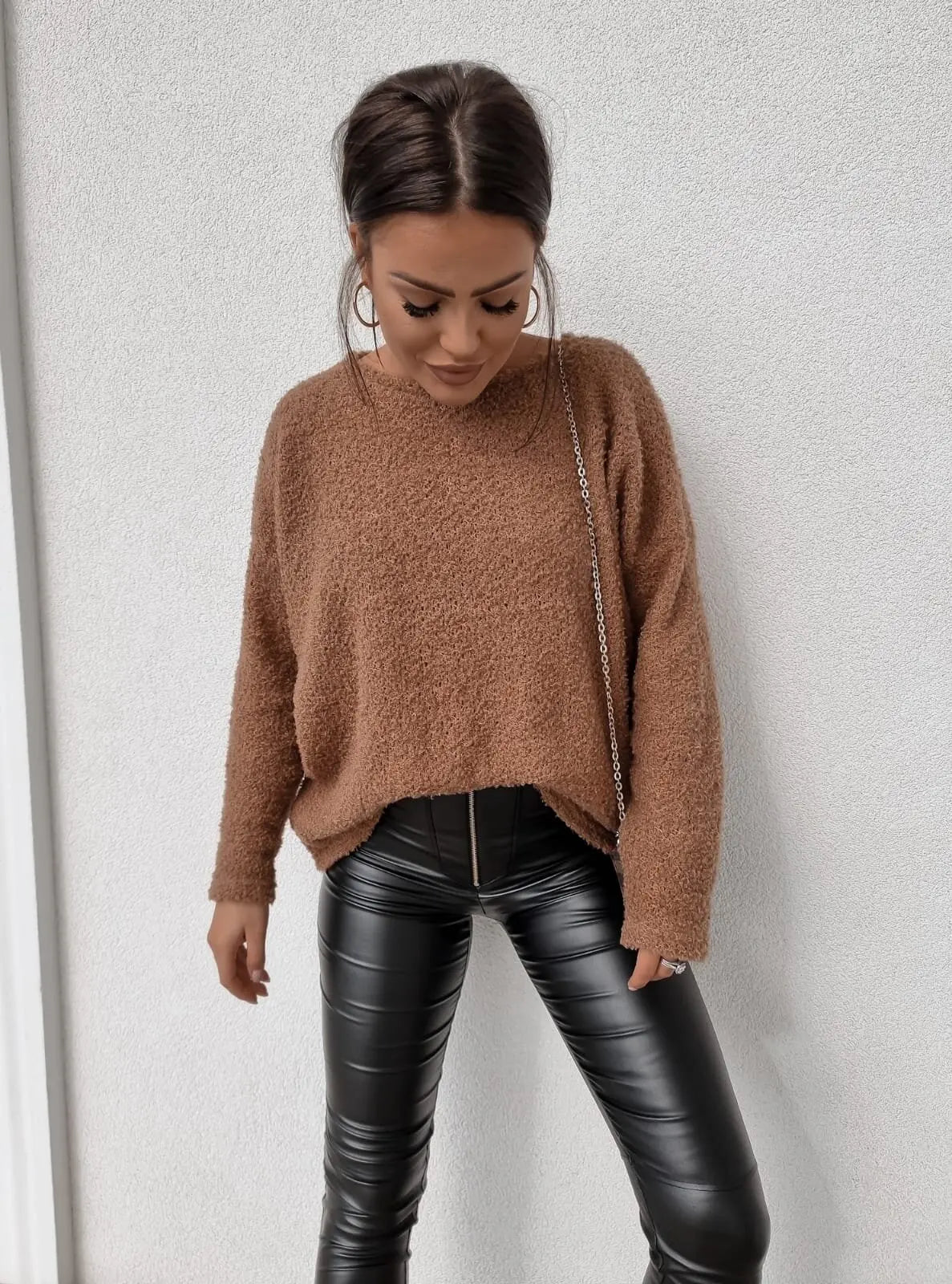 Loose Fit Knitted Long Sleeve Sweater