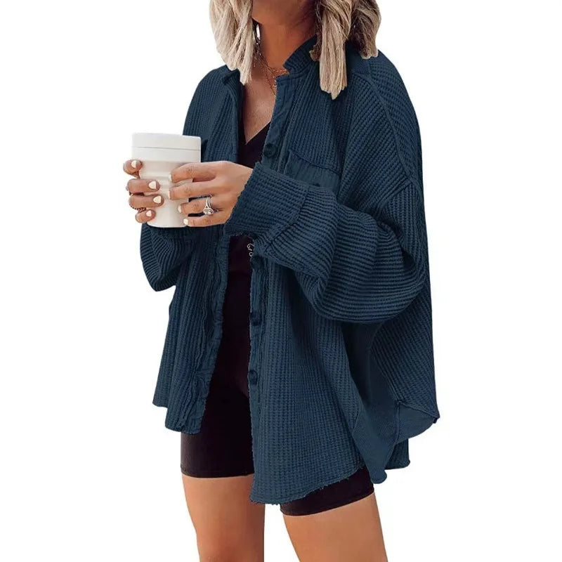 Women's corduroy button down shirt casual collar long sleeve