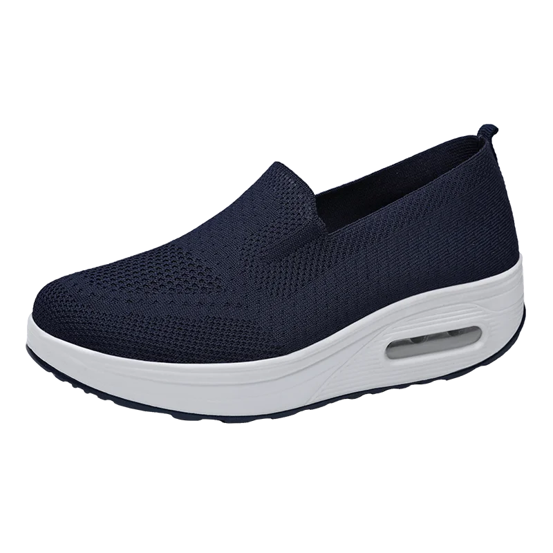 Women's Slip-On Sneakers - Breathable Knit Fabric - Air Cushion Platform Sole