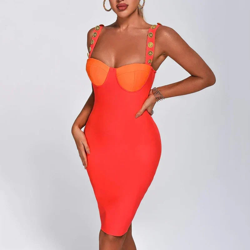 Women's Midi Dress with Button Detail and Flowy Design