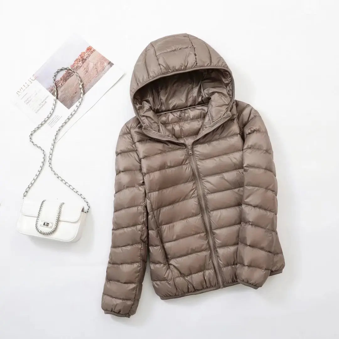 Men’s Puffer Jacket - Quilted Hooded Design - Lightweight Insulated - Zip Closure