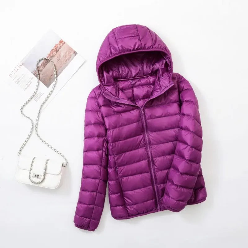 Men’s Puffer Jacket - Quilted Hooded Design - Lightweight Insulated - Zip Closure