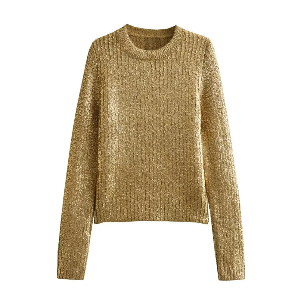 Trendy women's broken pattern long-sleeved sweater