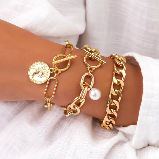 Oversized Cuban Bracelet Set