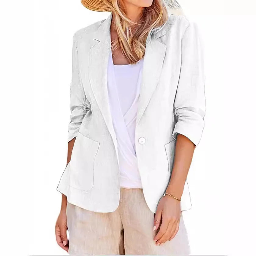 Women's solid color loose fit single-breasted suit