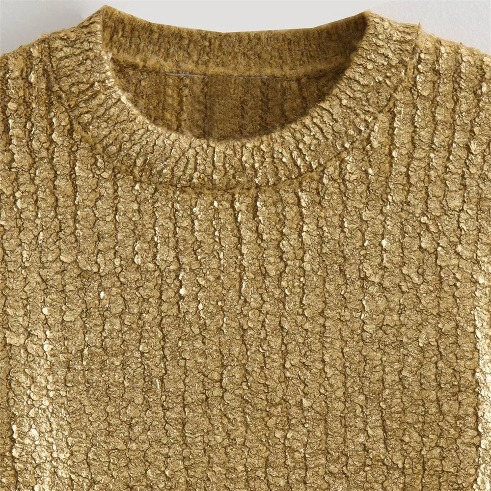 Trendy women's broken pattern long-sleeved sweater