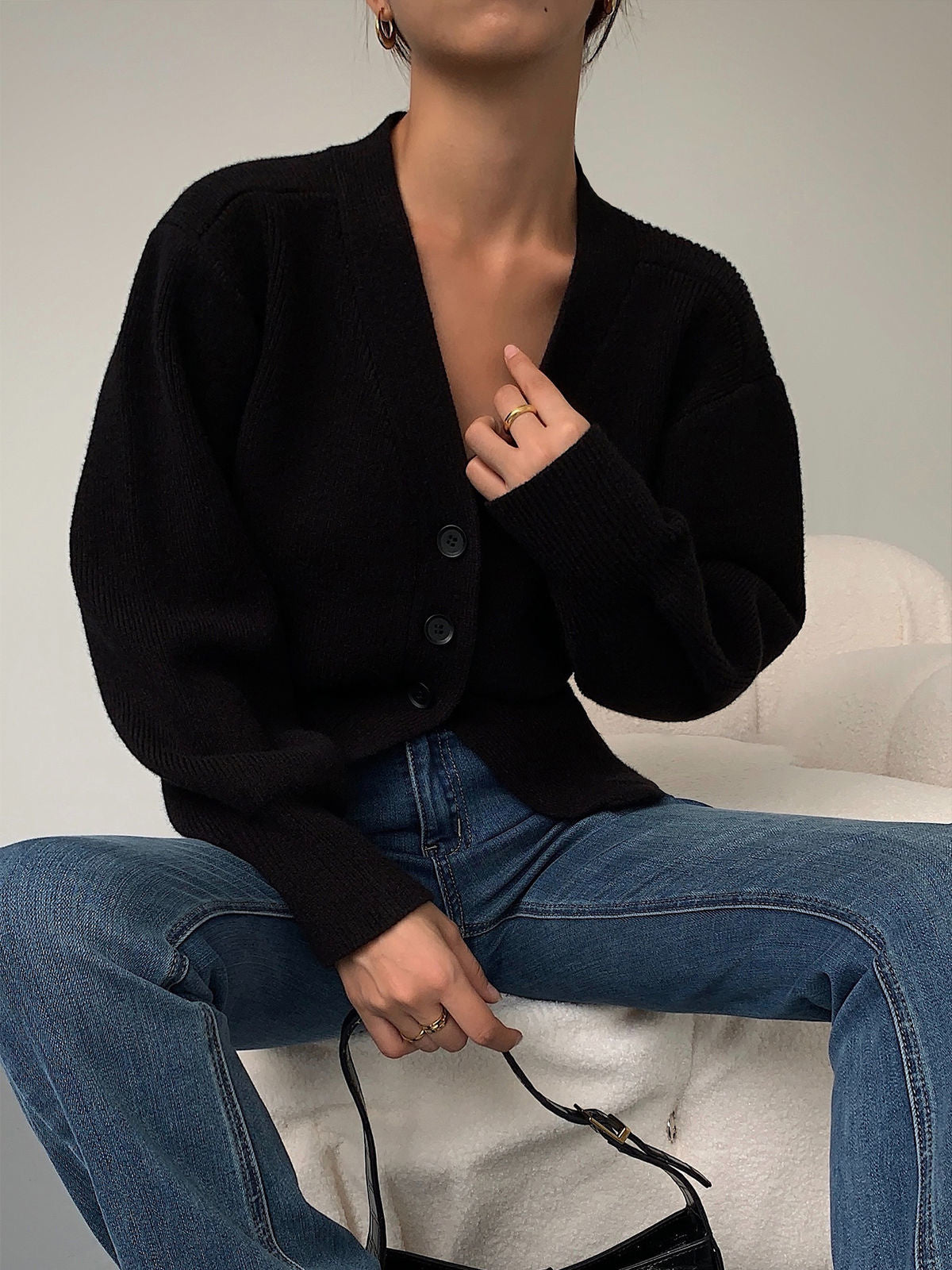 V-Neck Knitted Cardigan Sweater Jacket