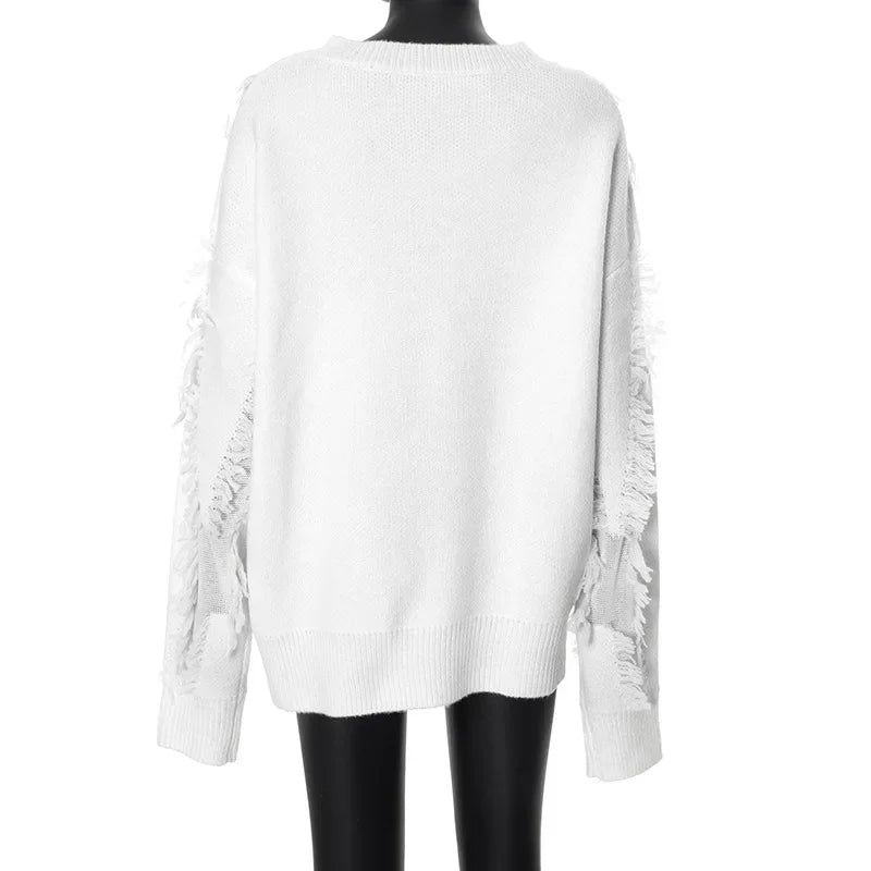 Women's retro tassel knitted sweater