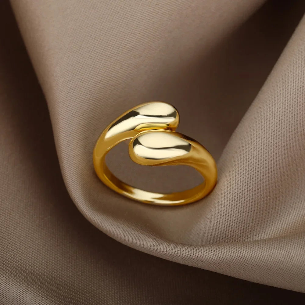 Double Ball Bead Stainless Steel Ring