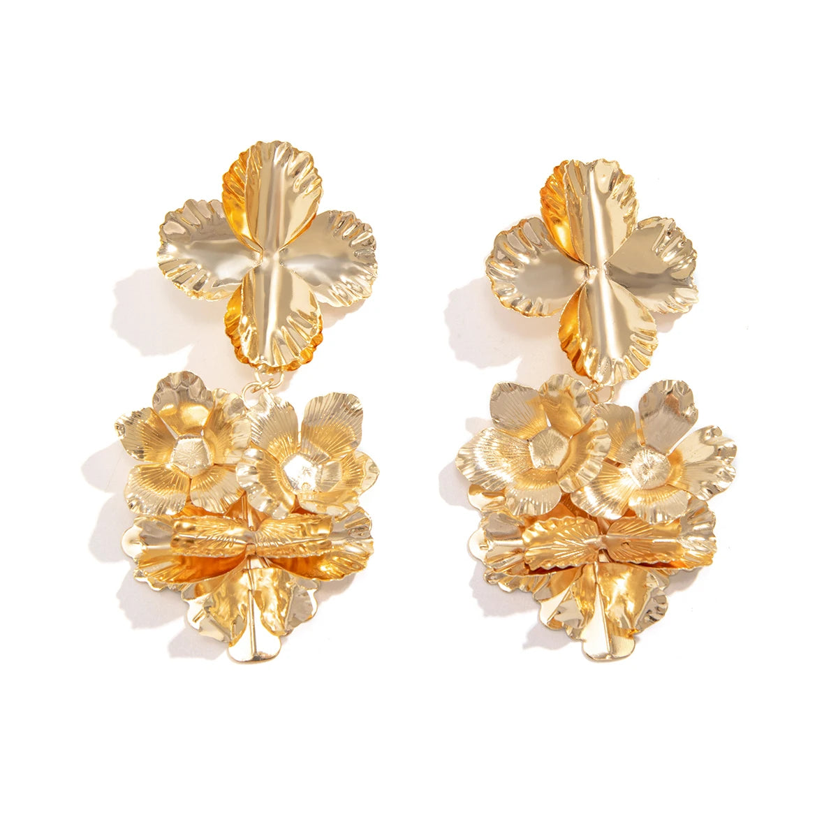Women's classic floral drop earrings with large petals