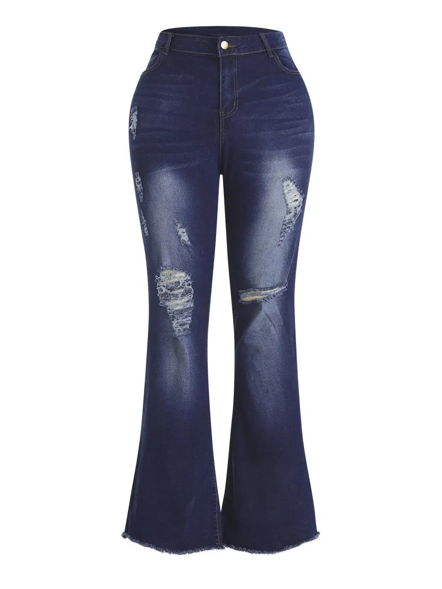 High waist flared jeans with high elasticity for women