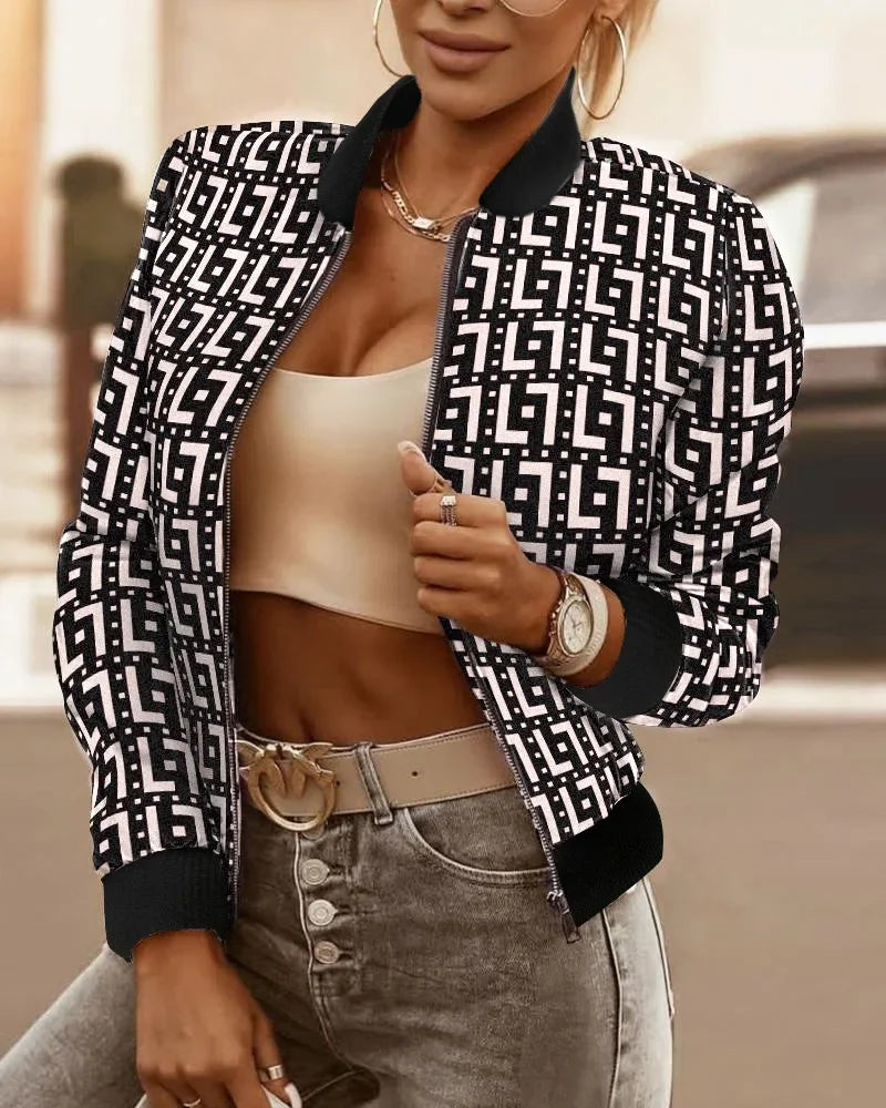 Women's high-end jacket with zip-up closure
