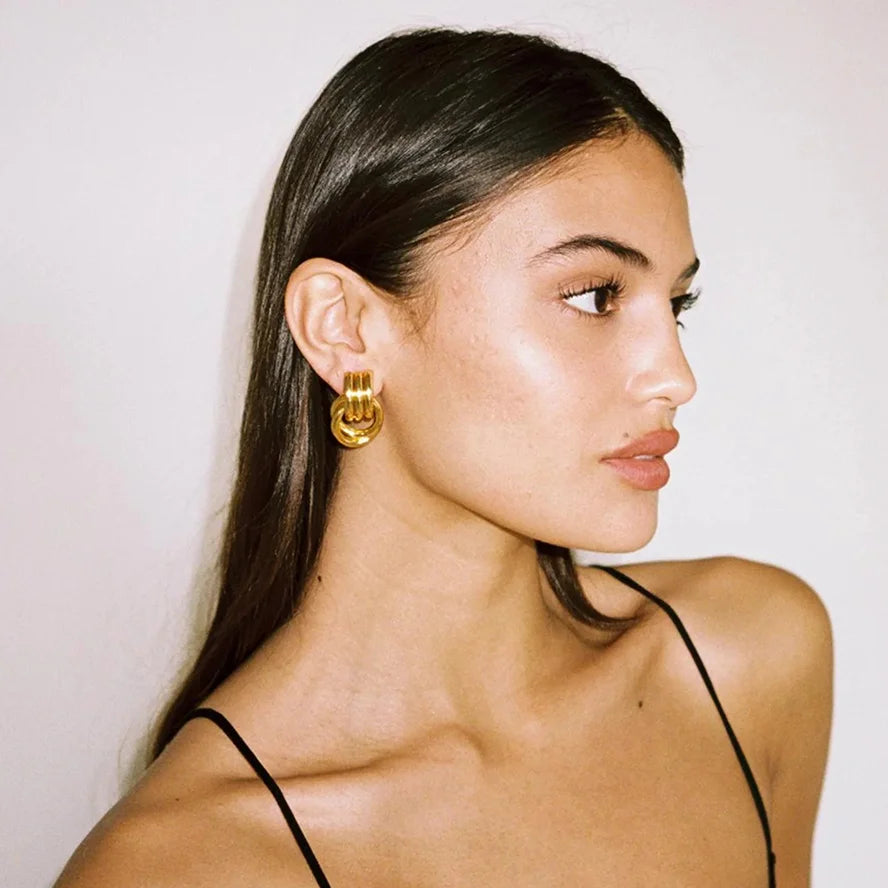 Chunky Double Hoop Stainless Steel Earrings