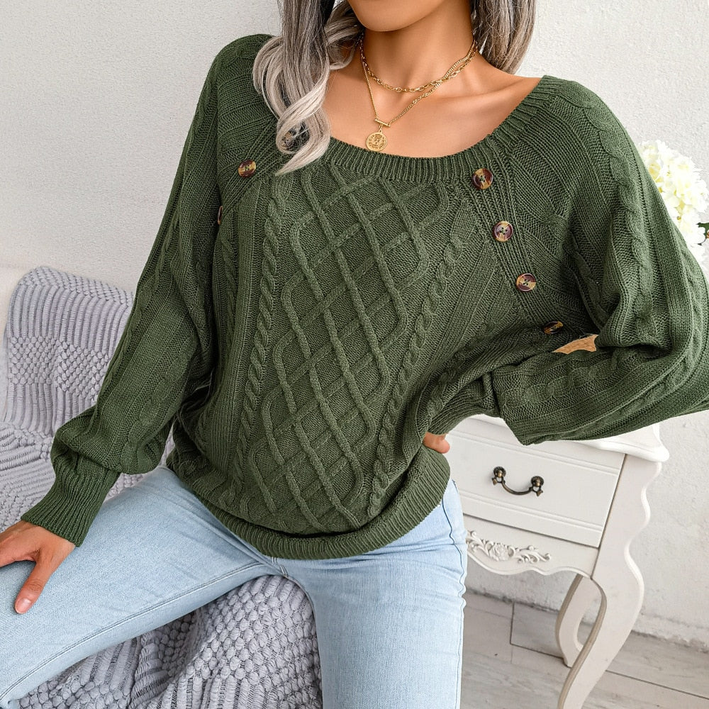 Loose Jacquard Knit Casual Sweater