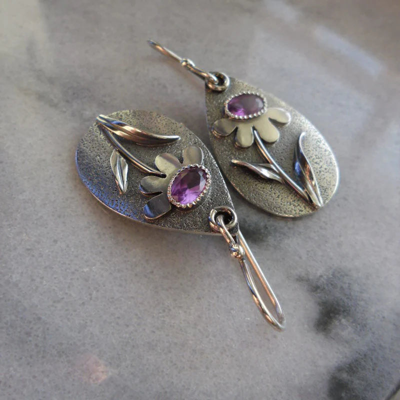 Three Dimensional Flower Retro Earrings