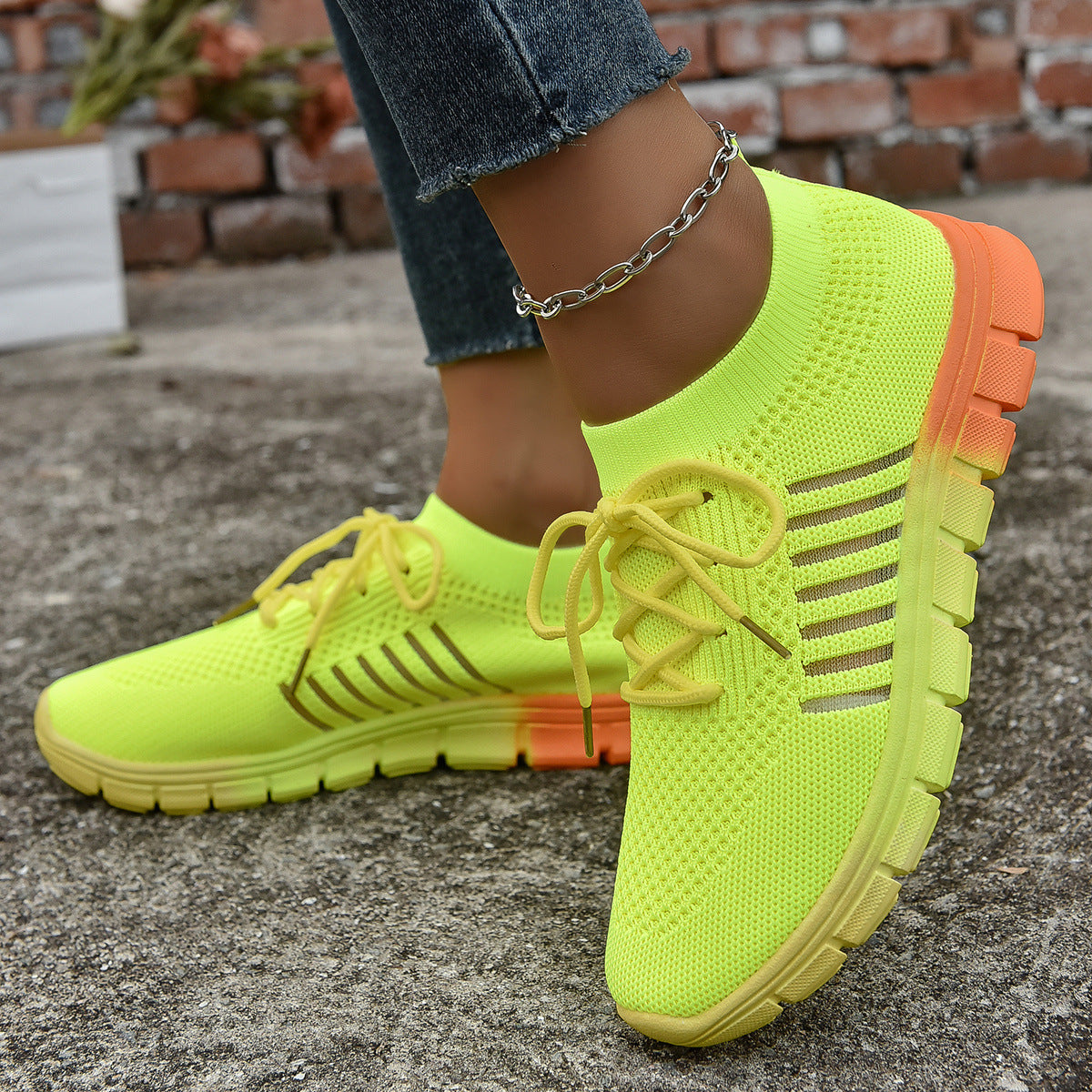 Breathable Knit Cushioned Athletic Sneakers
