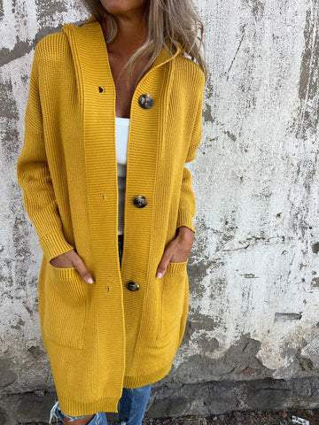 Hooded Knitted Long Cardigan